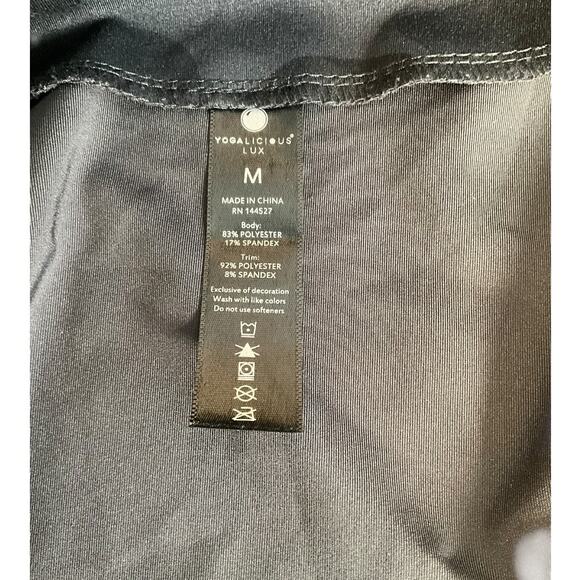 Yogalicious Luxe Black Camo Zip Jacket Medium Thumb Holes Athleisure Stretch - Picture 7 of 10